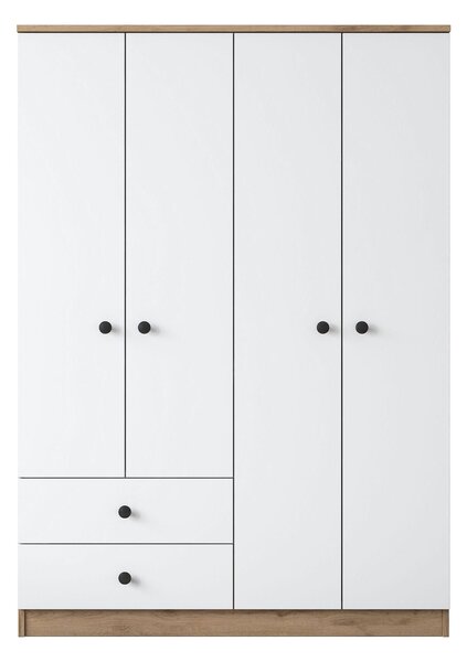 Dulap BA108-2067, alb/nuc, PAL melaminat, cu 4 usi si 2 sertare, 120x4