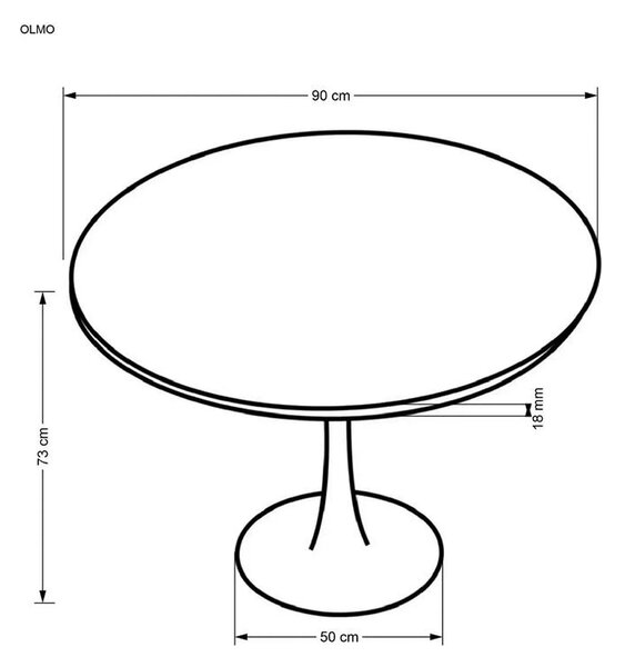Masa OLMO, nuc/negru, 90x73 cm