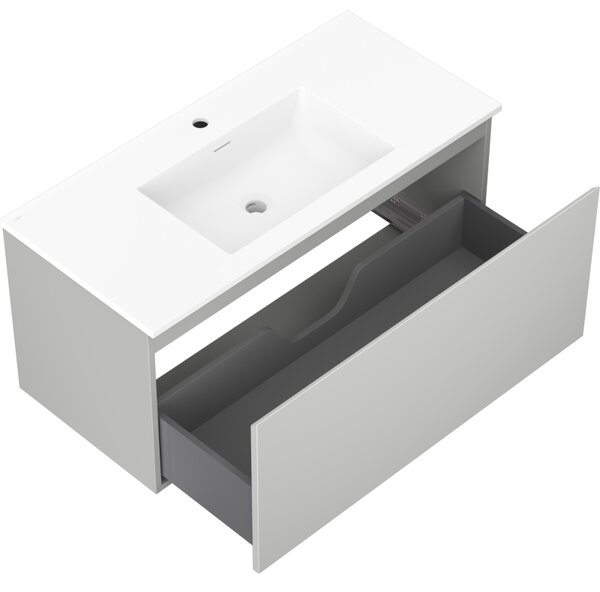 Mexen Orio, mobilier de baie 100 cm cu lavoar Otis, 1 sertar, gri mat/alb mat, 91A10-10047-1-BF62-W18M01