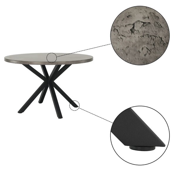 Masa MEDOR, gri carbon/negru, 120x120x76 cm