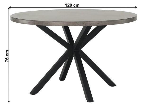 Masa MEDOR, gri carbon/negru, 120x120x76 cm