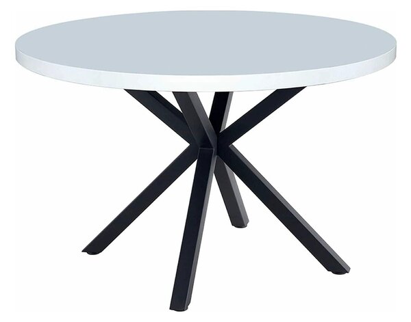 Masa MEDOR, alb mat/negru, 120x120x76 cm