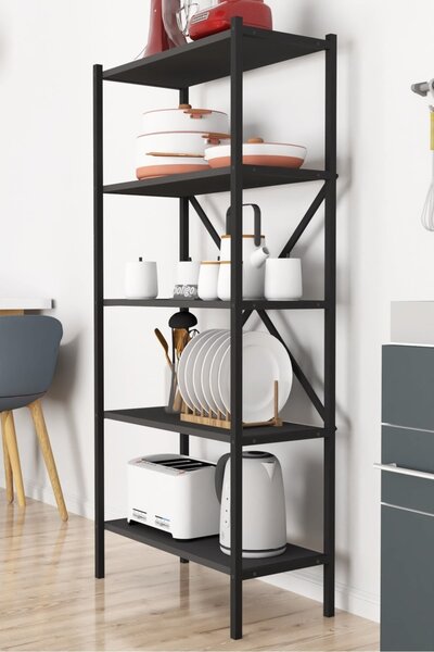 Biblioteca metalica cu 5 rafturi - culoare Antracit, 158x66x35