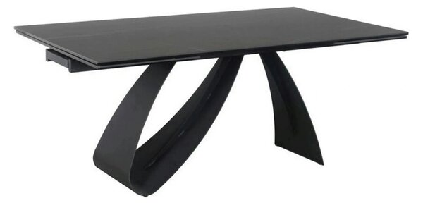Masa cu blat de sticla/ceramica DIUNA CERAMIC, negru, 160/240x90x76 cm