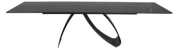 Masa cu blat de sticla/ceramica DIUNA CERAMIC, negru, 160/240x90x76 cm