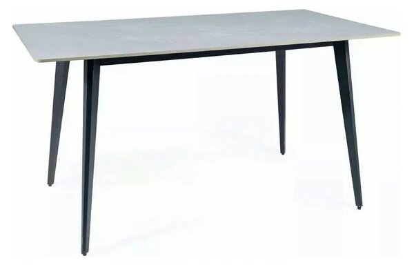 Masa IVY, alb cu efect de marmura/negru, ceramica/metal, 140x80x75 cm