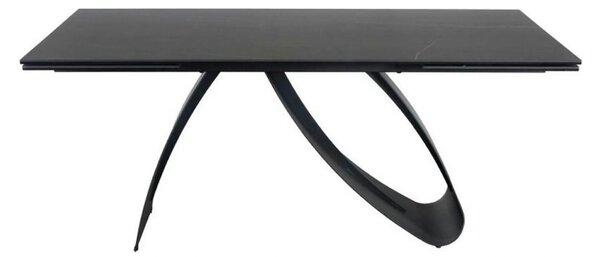 Masa cu blat de sticla/ceramica DIUNA CERAMIC, negru, 160/240x90x76 cm