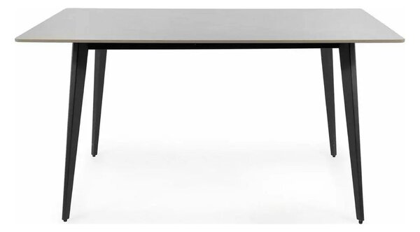 Masa IVY, alb cu efect de marmura/negru, ceramica/metal, 140x80x75 cm