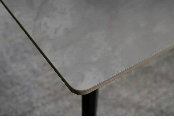 Masa IVY, alb cu efect de marmura/negru, ceramica/metal, 140x80x75 cm