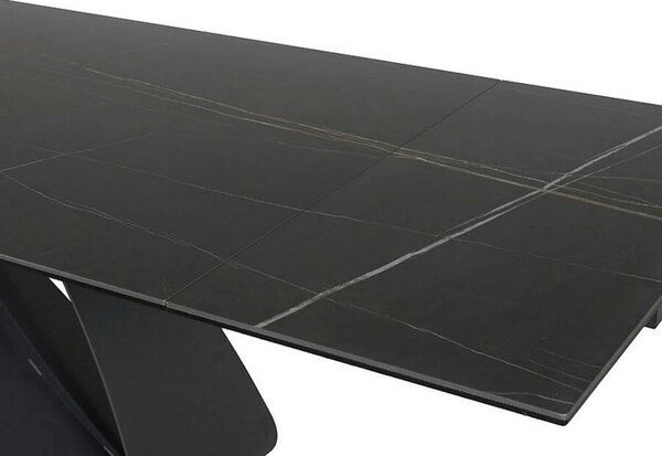 Masa cu blat de sticla/ceramica DIUNA CERAMIC, negru, 160/240x90x76 cm
