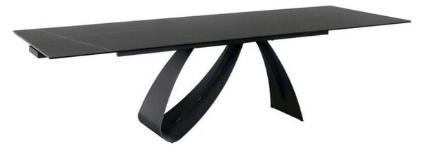 Masa cu blat de sticla/ceramica DIUNA CERAMIC, negru, 160/240x90x76 cm