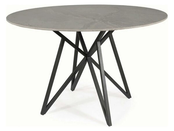 Masa MURANO, gri cu efect de marmura/negru, ceramica/metal, 120x120x76