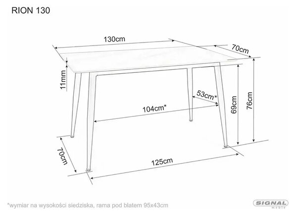 Masa RION, alb cu efect de marmura/negru mat, ceramica/metal, 130x70x7