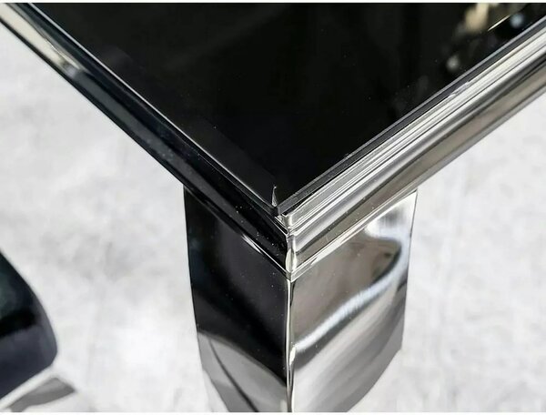 Masa PRINCE, negru/crom, sticla securizata/metal, 150x90x75 cm