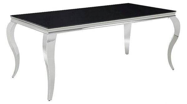 Masa PRINCE, negru/crom, sticla securizata/metal, 150x90x75 cm