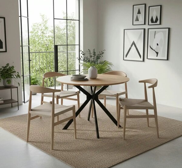 Masa ASTER, stejar/negru, 100x100x76 cm