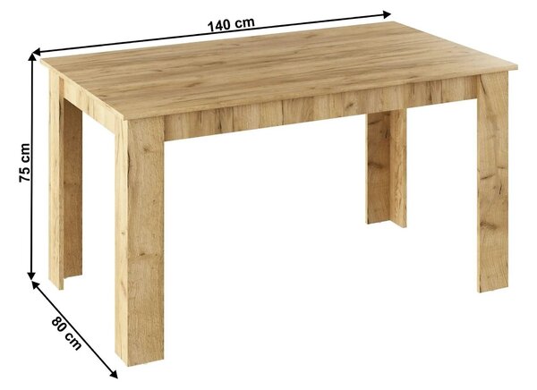 Masa GENERAL NEW, stejar artisan, DTD laminat, 140x80x75 cm