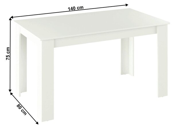 Masa GENERAL NEW, alb, DTD laminat, 140x80x75 cm