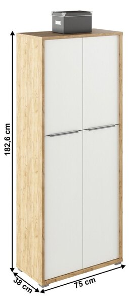 Dulap RIOMA TYP 07, stejar artisan/alb, DTD laminat, cu 4 usi, 75x38x1