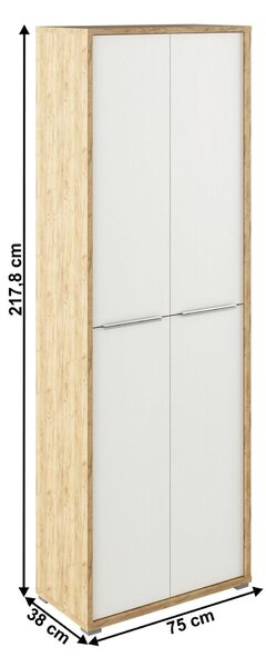 Dulap RIOMA TIP 05, stejar artisan/alb, DTD laminat, cu 4 usi, 75x38x2