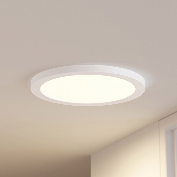PRIOS Plafonieră LED Prios Aureka, detector de mișcare, Ø 33 cm, alb, Alb, Camera de zi / sufragerie, Aluminiu, Modern, Plafon rotund direct