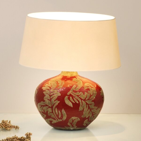 Holländer Lampă de masă Toulouse ovală, înălțime 43 cm, roșu, Roșu, Camera de zi / sufragerie, Ceramică