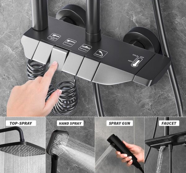 Coloana de dus cu termostat, 4 functii