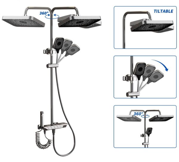Coloana de dus cu termostat, 4 functii