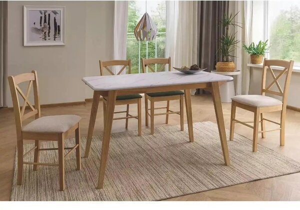 Masa MARCUS, alb cu efect de marmura/stejar, 120x75x76 cm