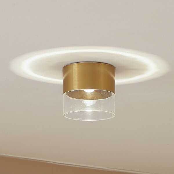Lindby Plafonieră cu LED Dalila, auriu, Ø 10 cm, aluminiu, Auriu / Alamă, Camera de zi / sufragerie, Aluminiu, Modern