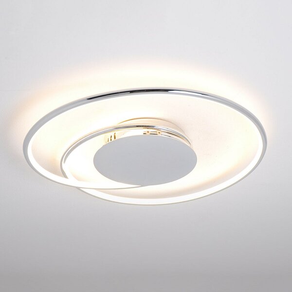 Lindby Plafonieră LED Joline, Ø 45 cm, cromată, metal, Metalic, Camera de zi / sufragerie, Metal, Modern