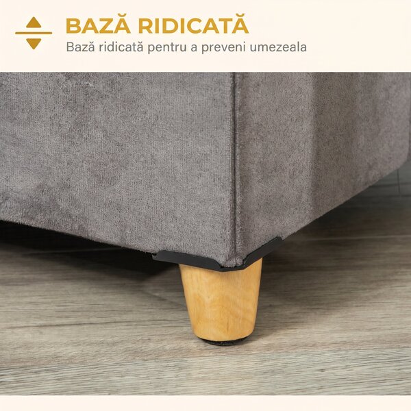 PawHut Taburet pentru Pisici cu Pernă Detașabilă și Lavabilă, Taburet cu Pat și Picioare, 60x45x44.5 cm, Gri | Aosom Romania