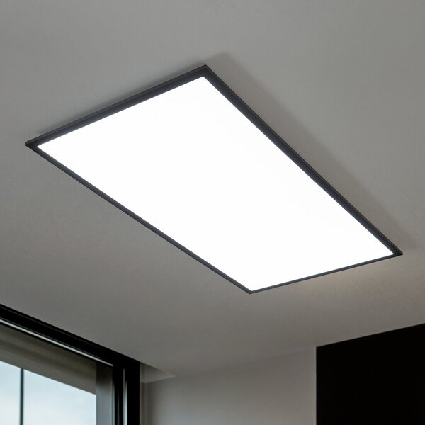 Lindby Panou LED Nelios, 120 x 60 cm, CCT, negru, metal, reglabil, Negru, Bucătărie, Plastic, Modern