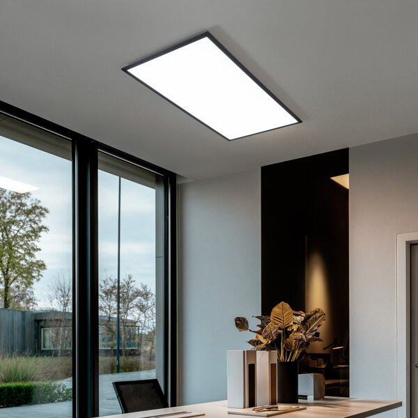Lindby Panou LED Nelios, 120 x 60 cm, CCT, negru, metal, reglabil, Negru, Bucătărie, Plastic, Modern