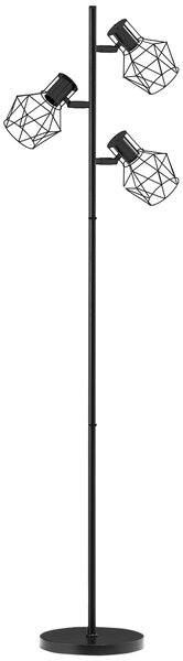 HOMCOM Lampă de Podea cu 3 Lumini Reglabile și Întrerupător cu Buton, Lampă Modernă din Metal, 41x28x169 cm, Negru | Aosom Romania
