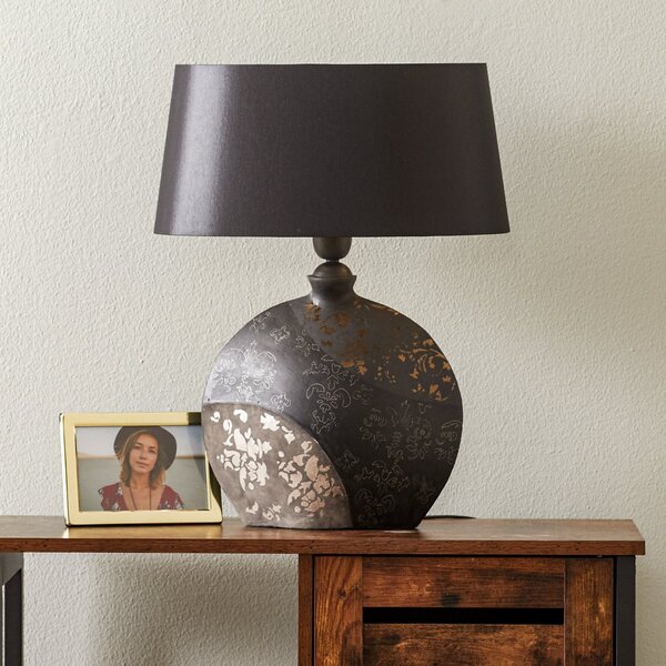 Holländer Lampă de masă Mary, ceramică și chintz, H=50 cm, Negru, Camera de zi / sufragerie, Țesătură / Textil, Modern