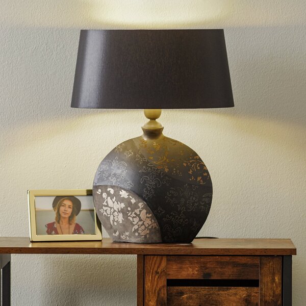 Holländer Lampă de masă Mary, ceramică și chintz, H=50 cm, Negru, Camera de zi / sufragerie, Țesătură / Textil, Modern