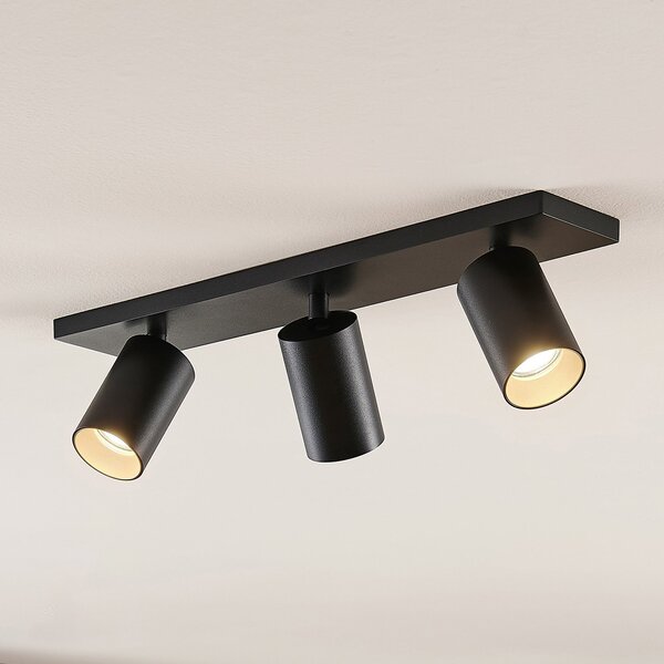 Arcchio Spot Brinja, negru, unghiular, Ø 6 cm, 3 becuri, GU10, reglabil, Negru, Hol, Aluminiu, Modern