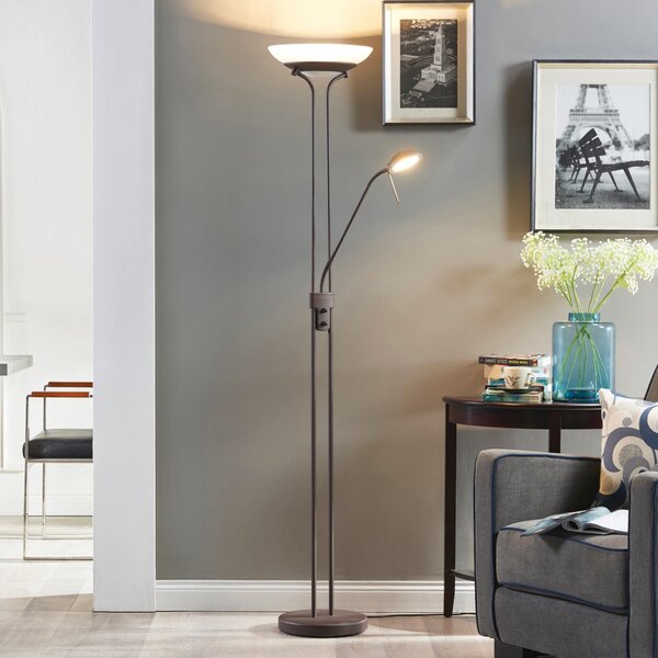 Lindby Lampadar LED Yveta, culoare rugină, metal, dimabil, reglabil, Maro / Rugină, Camera de zi / sufragerie, Metal, Casă de țară / Rustic, Lumină de lectură