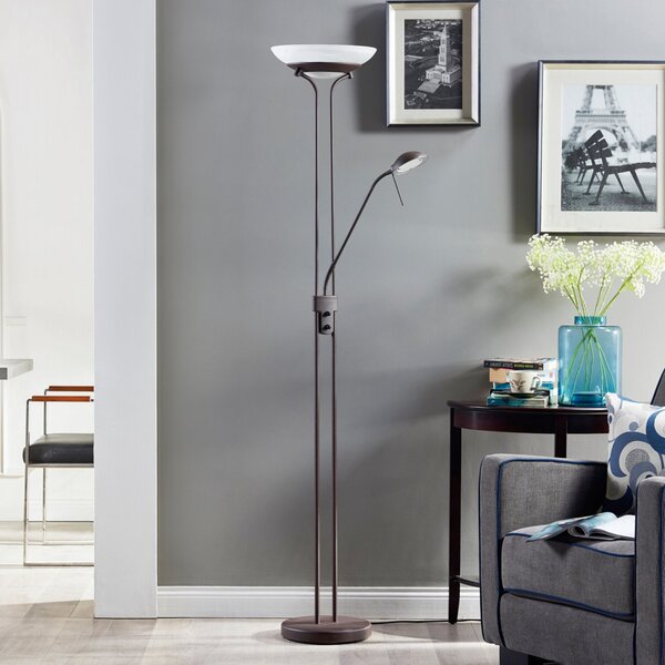 Lampadar Lindby, Yveta, reglabil, Maro / Rugină, Camera de zi, Metal, Casă de țară / Rustic