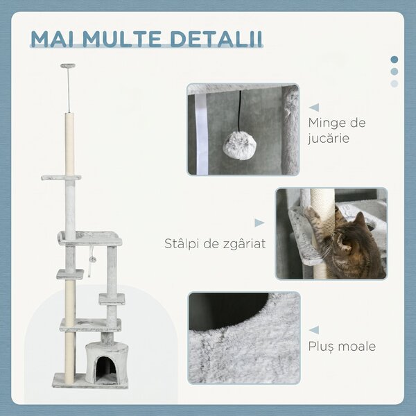 PawHut Copac pentru Pisici de Interior Turn de Joaca Centru de Activitati de Escaladare Turn de Zgariere Apartament Perne Inaltime Reglabilaaccesorii animale feline sala de gimnastica pisoi lounge mobila sufragerie | Aosom Romania