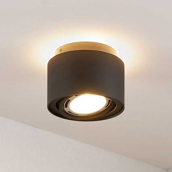 Arcchio plafonieră Walisa, Ø 15 cm, negru, metal, GU10, reglabil, Negru, Camera de zi / sufragerie, Aluminiu, Modern
