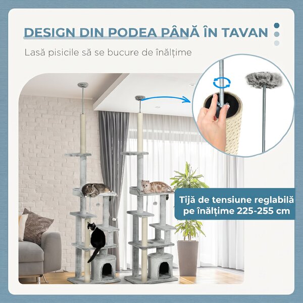 PawHut Copac pentru Pisici de Interior Turn de Joaca Centru de Activitati de Escaladare Turn de Zgariere Apartament Perne Inaltime Reglabilaaccesorii animale feline sala de gimnastica pisoi lounge mobila sufragerie | Aosom Romania