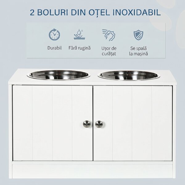 Boluri Înălțate PawHut pentru Câini Mari cu Dulap de Depozitare 44L, Suport Înălțat pentru Hrănirea Confortabilă a Câinilor | Aosom Romania