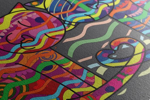 Tablou pisici îndrăgostite în stil pop art