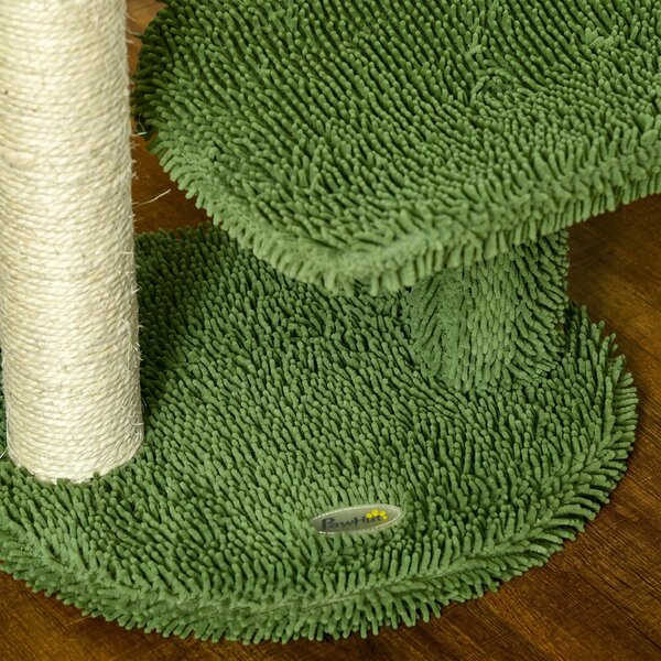 Copac de 55,5cm in Forma de Cactus pentru Pisici de Interior, Turn pentru Pisici cu Stalpi de Zgariat, Pat, Minge, Verde PawHut | Aosom Romania
