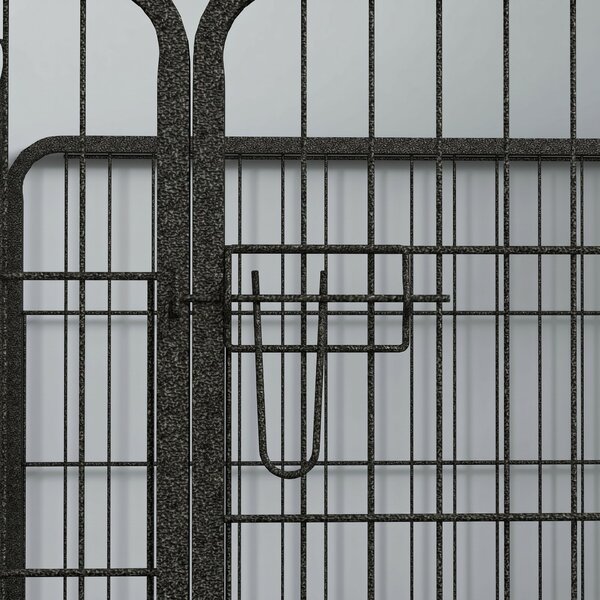 PawHut Gard Metalic Pliabil pentru Câini Interior/Exterior Ușă Zăvor Tăruși, 82x82x60cm, Gri | Aosom Romania