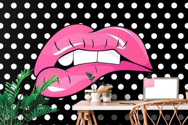 Tapet buze roz pop art