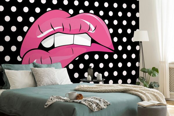 Tapet buze roz pop art