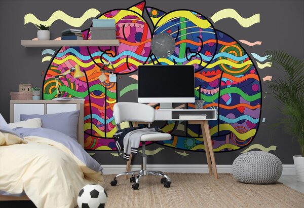 Tapet pisici îndrăgostite în stil pop art